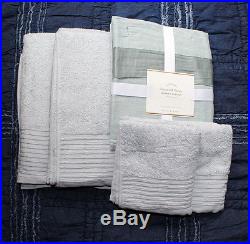 Pottery Barn Linen Silk Flange shower curtain WE Organic Pleated Edge bath towel