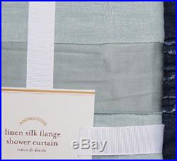 Pottery Barn Linen Silk Flange shower curtain WE Organic Pleated Edge bath towel