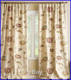 Pottery Barn Margaritte Embroidered Drape SET/2 50x84 Pole Top $318 Retail