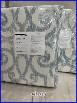 Pottery Barn Margot Scroll Drape 50x96 Blackout SET OF 2 Blue margo