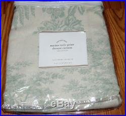 Pottery Barn Matine Toile Shower Curtain-Cotton Linen-Blue/Green-NEW