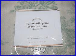 Pottery Barn Matine Toile Shower Curtain-Cotton Linen-Blue/Green-NEW