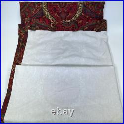 Pottery Barn Mira 2 Pc Drapes Curtain Red Gold Paisley Linen Blend Lined 50 x 84