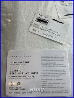 Pottery Barn New Belgian Flax Linen Blackout Curtain in Ivory. 3-1 pole top