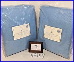 Pottery Barn Pair (set Of 2) Color Pop Blackout Panels Blue White 44 X 96 Nwt
