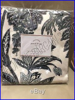 Pottery Barn Pascal Floral Drapes Curtains Panels Linen Pole 50x84 Midnight Blue