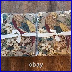 Pottery Barn Pheasant Floral Curtain 50x84 New Cotton Lined set of 2