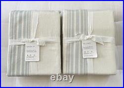 Pottery Barn RIVIERA LINEN COTTON Blackout Curtain 50 x 96 Set/2 Porcelain Blue