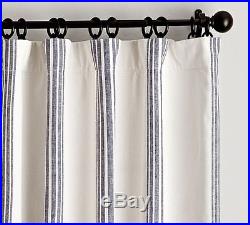 Pottery Barn RIVIERA STRIPE DRAPES With BLACKOUT LINER-50 X 96-BLUE-NEW