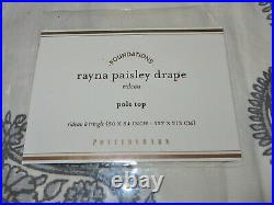 Pottery Barn Rayna Paisley Drape Gray 50 x 84 Cotton Linen Curtain Panel New