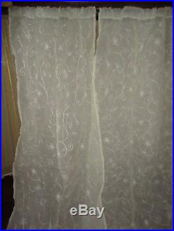 Pottery Barn Remy Off-white Embroidered Semi Sheer (pair) Panels 40 X 96