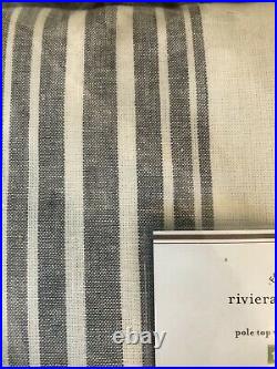 Pottery Barn Riviera Stripe Curtain Drape 50x84 Blackout Charcoal Gray Set Of 2