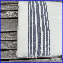 Pottery Barn Riviera Striped Linen/Cotton Curtain Navy 50x108 Cotton Lined NWOT