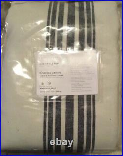 Pottery Barn Riviera Striped Linen/Cotton Rod Pocket Curtain, 50x96, Charcoal