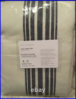 Pottery Barn Riviera Striped Linen/Cotton Rod Pocket Curtain, 50x96, Charcoal