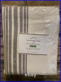 Pottery Barn Riviera Striped Pole top blackout Curtain, 50 x 96, Charcoal new
