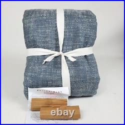 Pottery Barn SEATON TEXTURED Curtain Panel 100x96 Chambray Blue Blackout