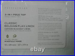 Pottery Barn S/2 Belgian Flax Linen Blackout Curtain Classic Ivory 50 x 108 NWT