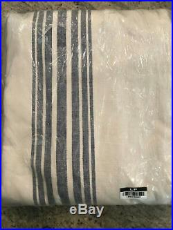 Pottery Barn S/2 Riviera Stripe Curtains with Blackout Liner 50 x 96 Navy Blue