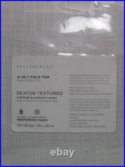 Pottery Barn Seaton Textured Blackout Curtain, White Double Wide, 100 x 96 Nwt