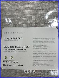Pottery Barn Seaton Textured Cotton Rod Pocket Blackout Curtain, 50x96, Neutral