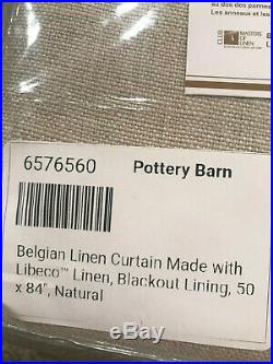 Pottery Barn Set 2 Belgian Linen Curtains Libeco Linen Blackout Lining 84 NEW