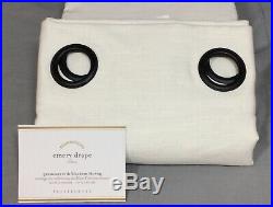 Pottery Barn Set/2 White Emery Linen/Cotton Blackout Grommet Drapes 96 Curtains