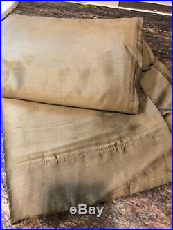 Pottery Barn Set Of 4 (2 Pair) Silk Lined Curtains Drapes Olive Green 104x96