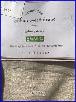 Pottery Barn Set of 2 Calhan Tweed Curtains Neutral Fleck 96 NEW