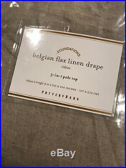 Pottery Barn Set of 2 Classic Belgian Flax Linen Curtains Cotton Lining 108