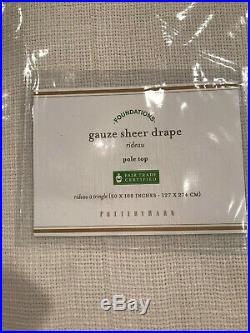 Pottery Barn Set of 2 Cotton Gauze Sheer Curtains 50 x 108 White Poletop NEW