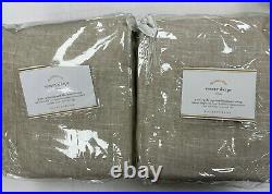 Pottery Barn Set of 2 Emery Linen/Cotton Blackout Curtains 100 x 96 Oatmeal