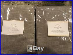 Pottery Barn Set of 2 Emery Linen/Cotton Grommet Blackout Curtains 108 Gray NEW