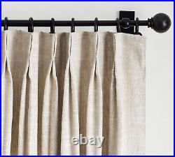 Pottery Barn Set of 2 Emery Linen Pinch Pleat Curtains Oatmeal 108 Blackout