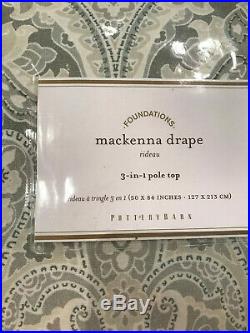 Pottery Barn Set of 2 Mackenna Paisley Linen Cotton Curtain 50x84 Taupe NEW