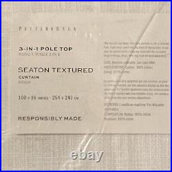 Pottery Barn Set of 2 SEATON TEXTURED 3 in 1 Pole Top Curtain Panel 100x96 WHITE