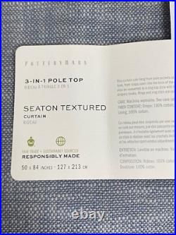 Pottery Barn Set of 2 Seaton Textured Cotton 50 x 84 in Lined Curtains, Chambray