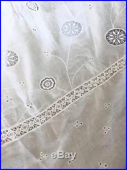 Pottery Barn Sheer Cotton Embroidered Drapes Floral Cut Out Mandalas 44x84