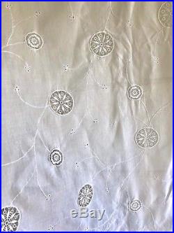 Pottery Barn Sheer Cotton Embroidered Drapes Floral Cut Out Mandalas 44x84
