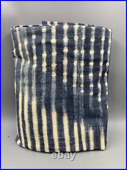 Pottery Barn Shibori Diamond Cotton Lined Curtain Panel Blue 50x 96 #H102A