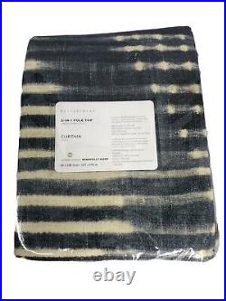 Pottery Barn Shibori Diamond Linen Cotton Lined Drape Blue 50x 108 NEW curtain