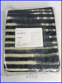 Pottery Barn Shibori Diamond Linen Cotton Lined Drape Blue 50x 108 NEW curtain