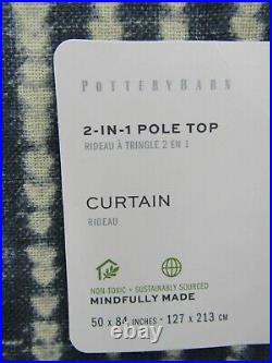 Pottery Barn Shibori Dot Cotton Lined Drape Panel Curtain Blue 50x 84 #Q4