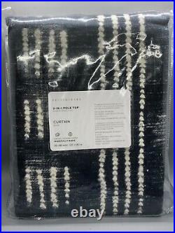 Pottery Barn Shibori Dot Rod Pocket Linen Curtain Drape Blue 50x96 Cotton Lining