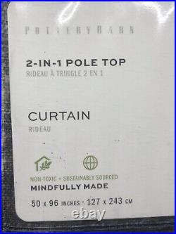 Pottery Barn Shibori Dot Rod Pocket Linen Curtain Drape Blue 50x96 Cotton Lining