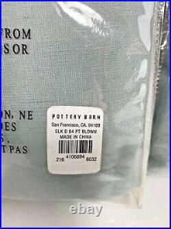 Pottery Barn Silk Dupioni Blue Dawn Drape Pole Top Curtain 2 Panels 104x84 NWT