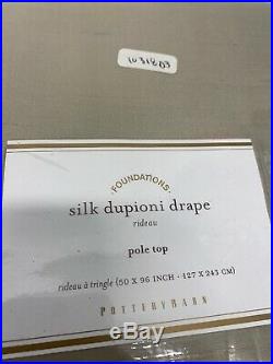 Pottery Barn Silk Dupioni Drape Pole Top 50x96 (Set of 2) Curtains Taupe NEW