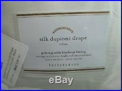 Pottery Barn Silk Dupioni Pole Curtain Drapes Blackout 104 x 96 White S/ 2 #2038