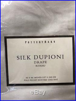 Pottery Barn Silk Dupioni Pole Pocket Drapes x 2 (50x96) Ivory