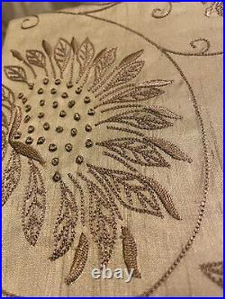 Pottery Barn Silk Multi Embroidered Drape Curtain 84 L Clay New